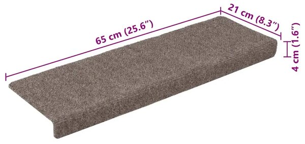 Prostirke za stepenice samoljepljive 15 kom 65x21x4 cm bež pravokutni rub - Bež 15 Bež 15