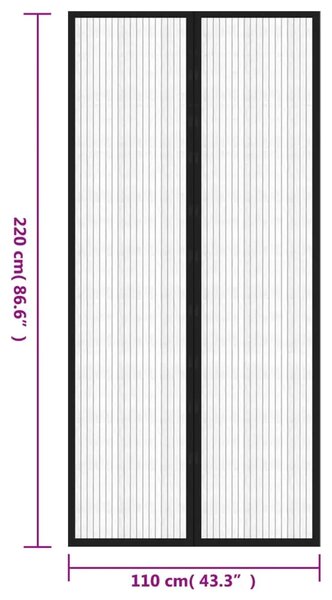 Zastori protiv insekata 2 kom s magnetima 220 x 110 cm crni - 220 x 110 cm 220 x 110 cm