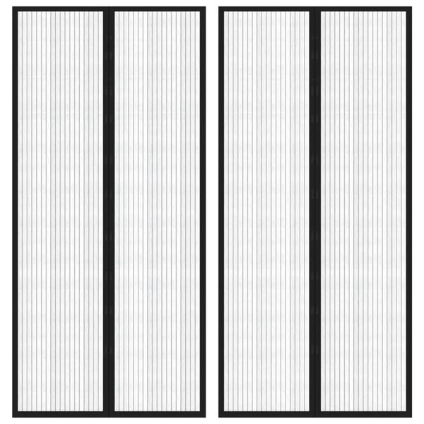 Zastori protiv insekata 2 kom s magnetima 220 x 110 cm crni - 220 x 110 cm 220 x 110 cm