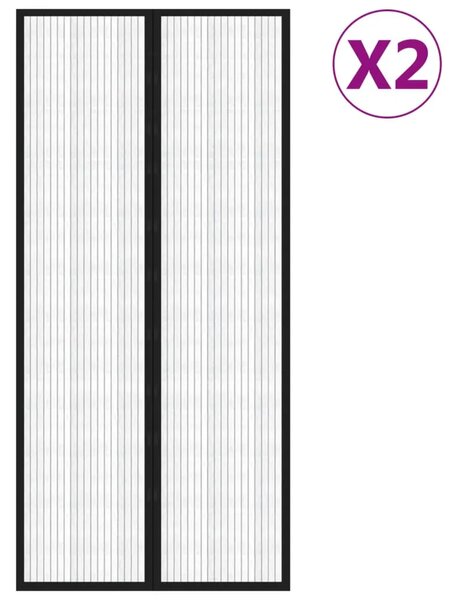 Zastori protiv insekata 2 kom s magnetima 220 x 110 cm crni - 220 x 110 cm 220 x 110 cm