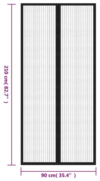 Zastori protiv insekata 2 kom s magnetima 210 x 90 cm crni - 210 x 90 cm 210 x 90 cm