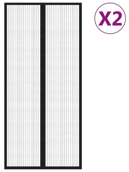Zastori protiv insekata 2 kom s magnetima 210 x 90 cm crni - 210 x 90 cm 210 x 90 cm