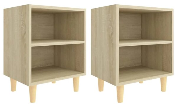 Noćni ormarići s drvenim nogama 2 kom boja hrasta 40x30x50 cm - sonoma hrast 2 Sonoma hrast 2