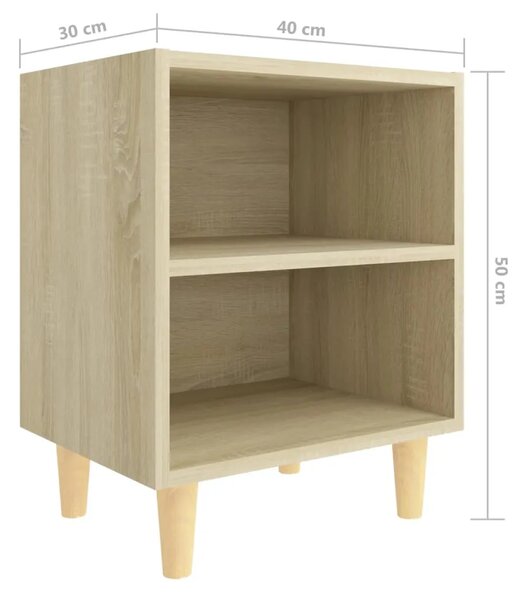 Noćni ormarići s drvenim nogama 2 kom boja hrasta 40x30x50 cm - sonoma hrast 2 Sonoma hrast 2