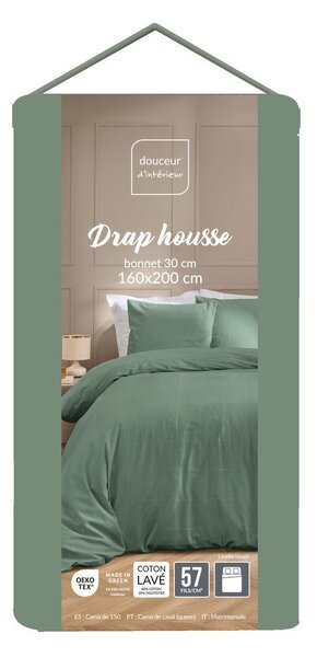 Zelena plahta 160x200 cm Linella – douceur d'intérieur