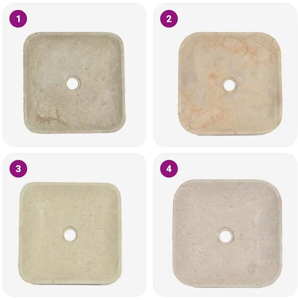 Lavabo - Umivaonik krem 40 x 40 x 10 cm mramorni - Krema Krema