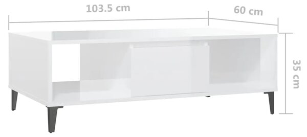 Stolić za kavu sjajni bijeli 103 5x60x35 cm konstruirano drvo - Visoko sjajno bijela 1 Visoko sjajno bijela