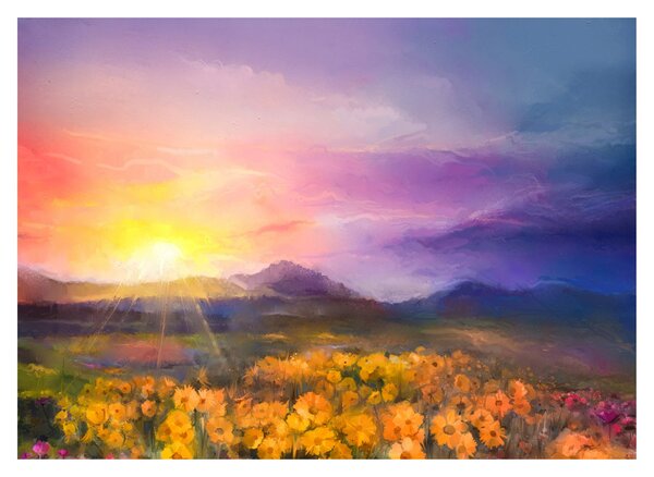 Staklena slika - U zoru (70x50 cm)