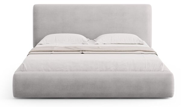 Svijetlo sivi tapecirani bračni krevet s prostorom za pohranu s podnicom 180x200 cm Colonel – Cosmopolitan Design