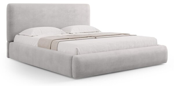 Svijetlo sivi tapecirani bračni krevet s prostorom za pohranu s podnicom 180x200 cm Colonel – Cosmopolitan Design