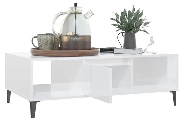 Stolić za kavu sjajni bijeli 103 5x60x35 cm konstruirano drvo - Visoko sjajno bijela 1 Visoko sjajno bijela