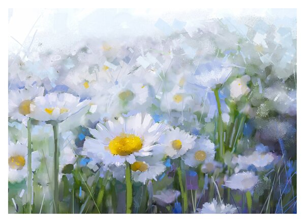 Staklena slika - U tratinčicama (70x50 cm)