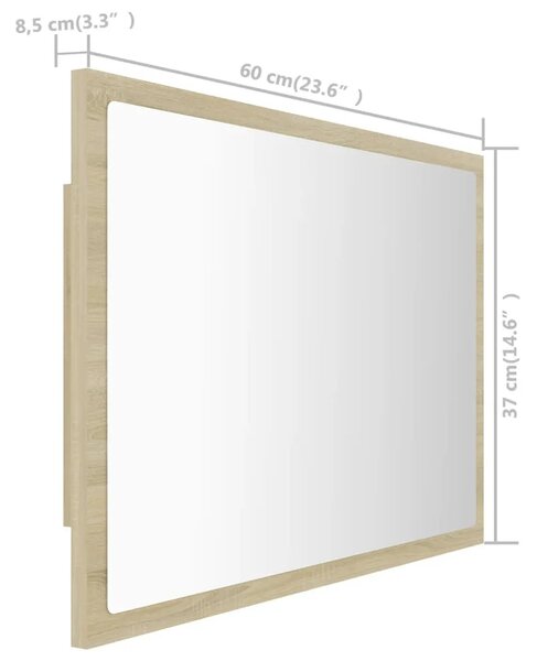LED kupaonsko ogledalo boja hrasta sonome 60x8 5x37 cm akrilno - sonoma hrast 1 Sonoma hrast