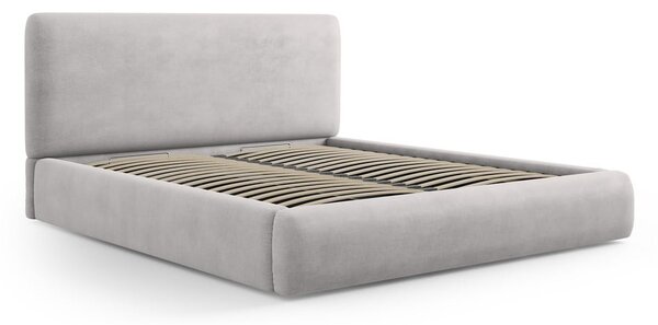 Svijetlo sivi tapecirani bračni krevet s prostorom za pohranu s podnicom 180x200 cm Colonel – Cosmopolitan Design