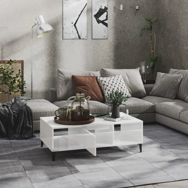 Stolić za kavu sjajni bijeli 103 5x60x35 cm konstruirano drvo - Visoko sjajno bijela 1 Visoko sjajno bijela