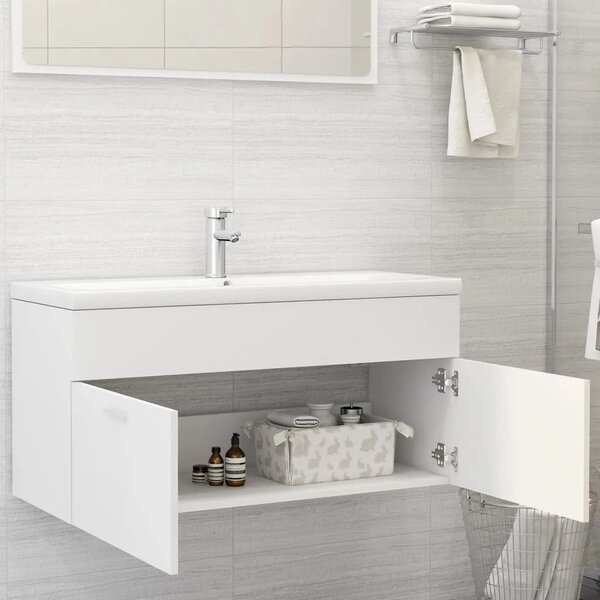 Ormarić za Lavabo - Umivaonik bijeli 100x38 5x46 cm konstruirano drvo - Bijela 100 x 38.5 x 46 cm 1 1