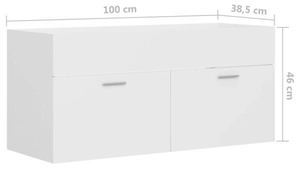 Ormarić za Lavabo - Umivaonik bijeli 100x38 5x46 cm konstruirano drvo - Bijela 100 x 38.5 x 46 cm 1 1