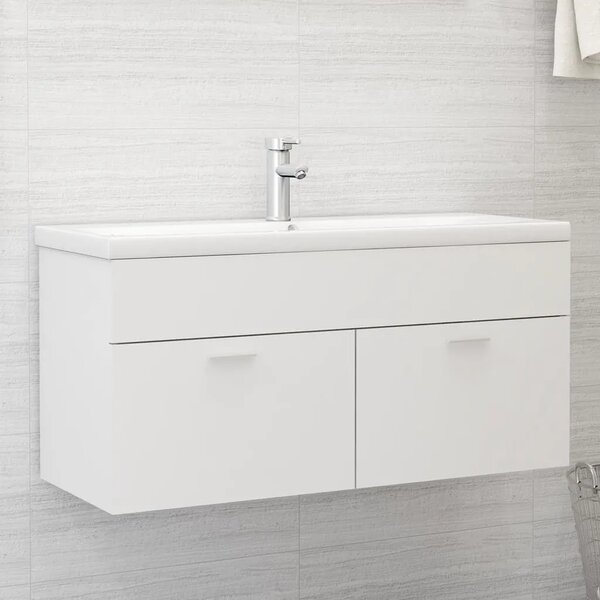 Ormarić za Lavabo - Umivaonik bijeli 100x38 5x46 cm konstruirano drvo - Bijela 100 x 38.5 x 46 cm 1 1