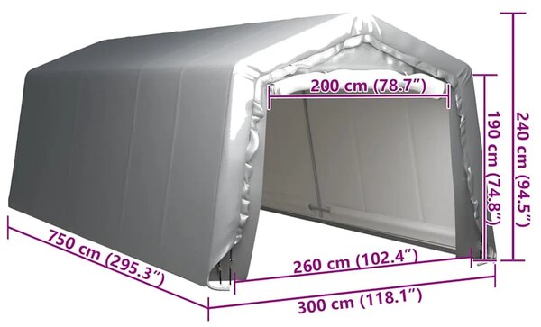 Skladišni šator 300 x 750 cm čelični sivi - 300 x 750 cm 1 300 x 750 cm
