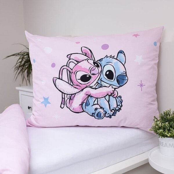 Ružičasta pamučna dječja posteljina za krevet za jednu osobu 140x200 cm Lilo a Stitch "Universe" – Jerry Fabrics