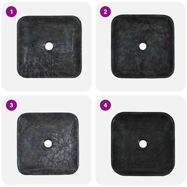 Lavabo - Umivaonik crni 40 x 40 x 10 cm mramorni - Crna Crna