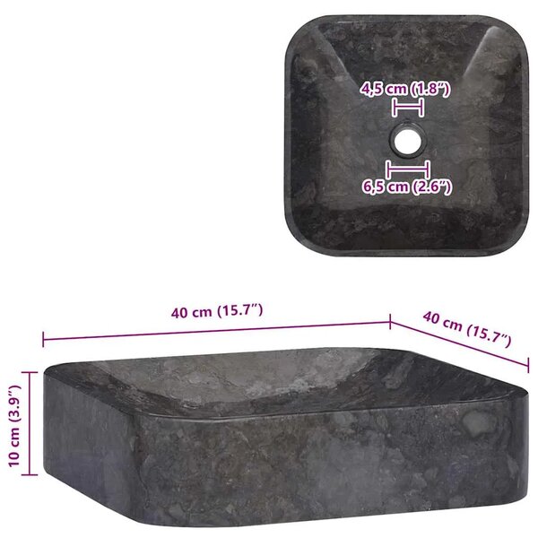 Lavabo - Umivaonik crni 40 x 40 x 10 cm mramorni - Crna Crna