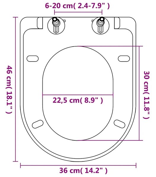 Daska za wc - Toaletna daska s mekim zatvaranjem bijela četvrtasta - Bijela 46 x 36 cm(60 - 200 mm) 1 Bijela
