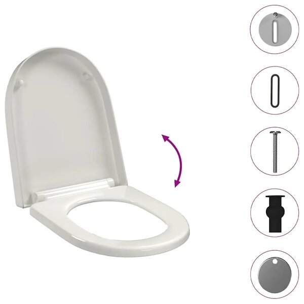 Daska za wc - Toaletna daska s mekim zatvaranjem bijela četvrtasta - Bijela 46 x 36 cm(60 - 200 mm) 1 Bijela