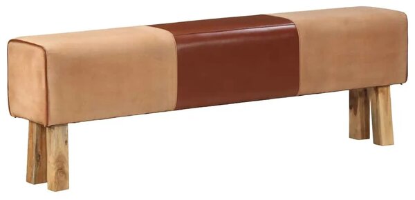 Gimnastička klupa smeđa 160cm prava koža i masivno drvo bagrema - Svjetlosmeđa 160 cm s 4 noge Svjetlosmeđa