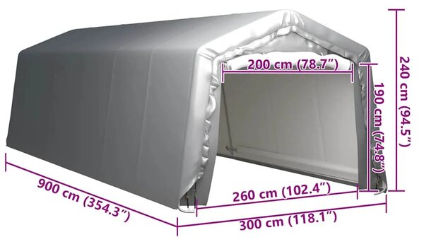 Skladišni šator 300 x 900 cm čelični sivi - 300 x 900 cm 1 300 x 900 cm