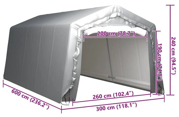 Skladišni šator 300 x 600 cm čelični sivi - 300 x 600 cm 1 300 x 600 cm