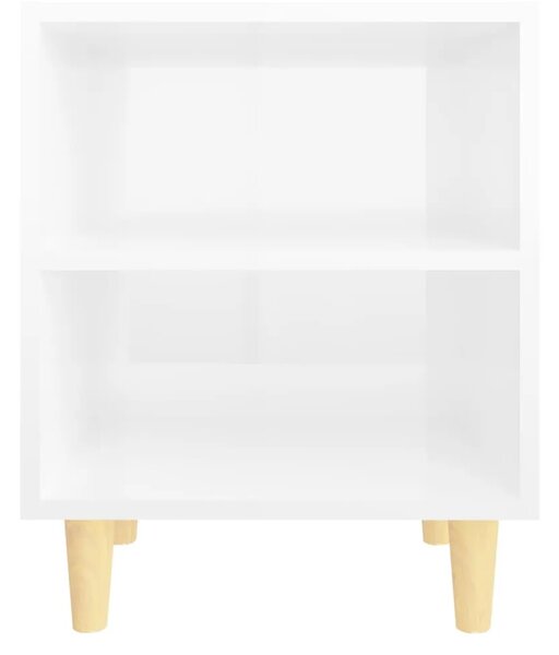 Noćni ormarići s drvenim nogama 2 kom sjajni bijeli 40x30x50 cm - Visoko sjajno bijela 2 Visoko sjajno bijela 2