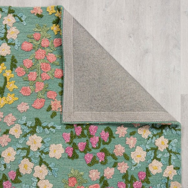 Mentol zeleni ručno rađen vunen tepih 160x230 cm Emilia Floral – Flair Rugs
