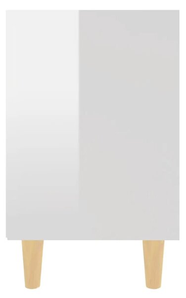 Noćni ormarići s drvenim nogama 2 kom sjajni bijeli 40x30x50 cm - Visoko sjajno bijela 2 Visoko sjajno bijela 2