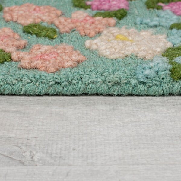 Mentol zeleni ručno rađen vunen tepih 160x230 cm Emilia Floral – Flair Rugs