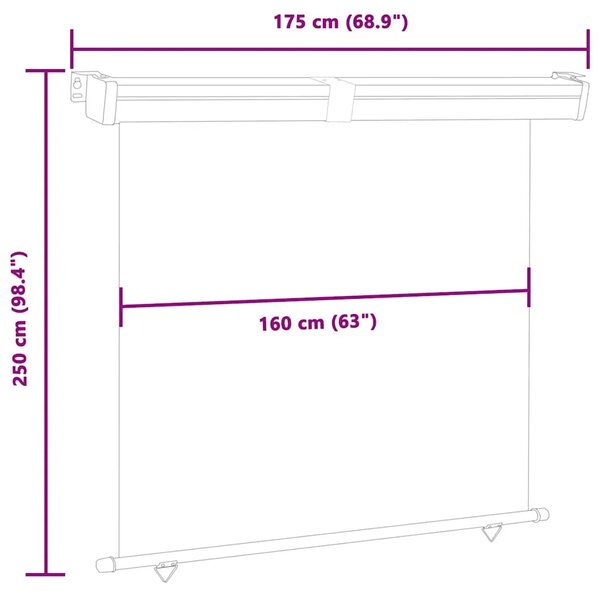 Balkonska bočna tenda 175 x 250 cm siva - Siva 175 x 250 cm 1 Siva