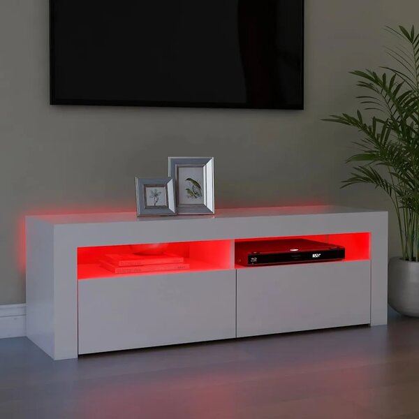 TV ormarić s LED svjetlima bijeli 120 x 35 x 40 cm - Bijela 1 Bijela