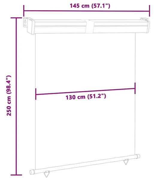 Balkonska bočna tenda 145 x 250 cm crna - Crna 145 x 250 cm 1 Crna