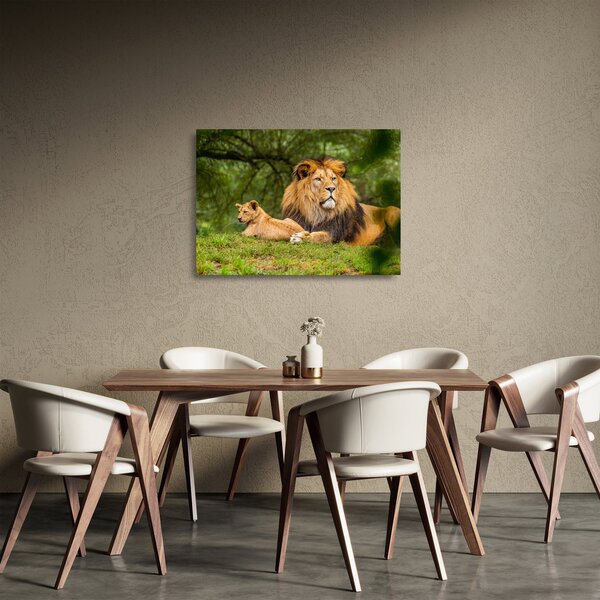 Staklena slika lavova (70x50 cm)