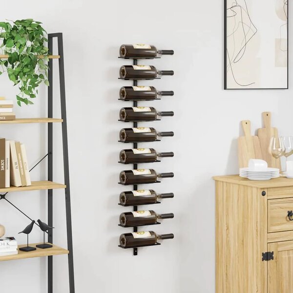 Zidni stalak za vino za 10 boca crni metalni - Crna 1 1 10
