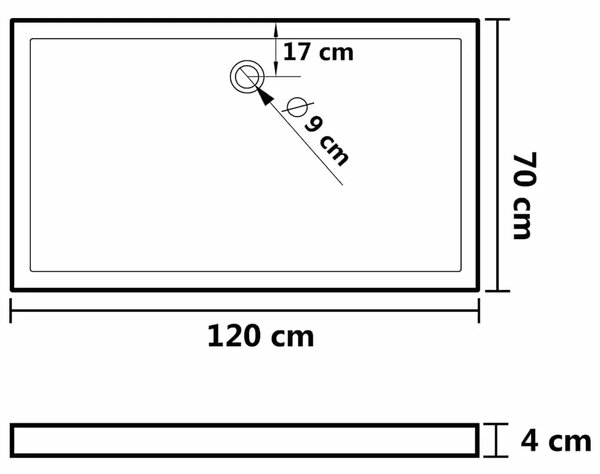 Pravokutna ABS tuš-kada bijela 70 x 120 cm - Bijela 70 x 120 cm Bijela 70 x 120 cm