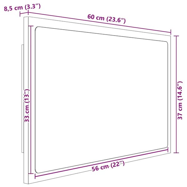 LED kupaonsko ogledalo bijelo 60 x 8 5 x 37 cm akrilno - Bijela 1 Bijela