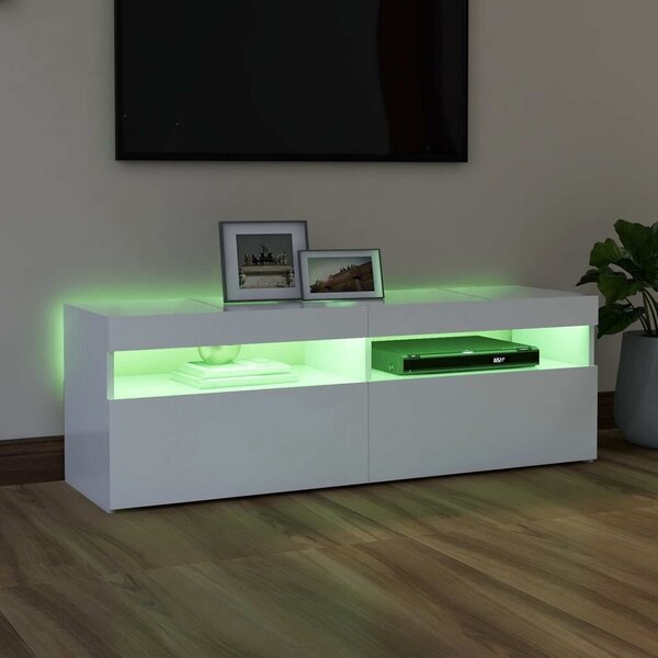TV ormarić s LED svjetlima bijeli 120x35x40 cm - Bijela 1 120 cm Bijela