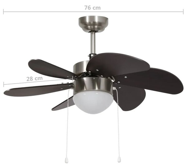 Stropni ventilator sa svjetlom 76 cm tamnosmeđi - Tamno smeđa Tamno smeđa