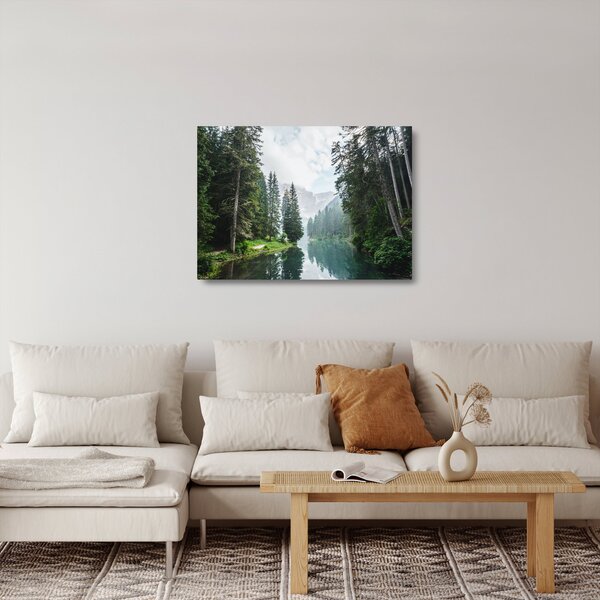 Staklena slika šumskog jezera (70x50 cm)