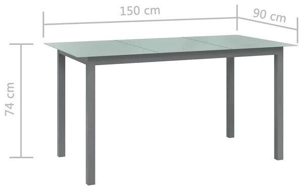 Vrtni stol svjetlosivi 150 x 90 x 74 cm od aluminija i stakla - Svjetlosiva 150 x 90 x 74 cm 1 Svjetlosiva