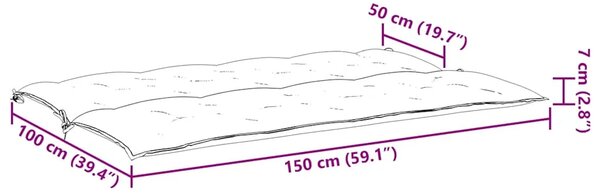 Jastuk za vrtnu klupu krem bijeli 150x(50+50)x7 cm od tkanine - Krema 150 cm 2 Krema