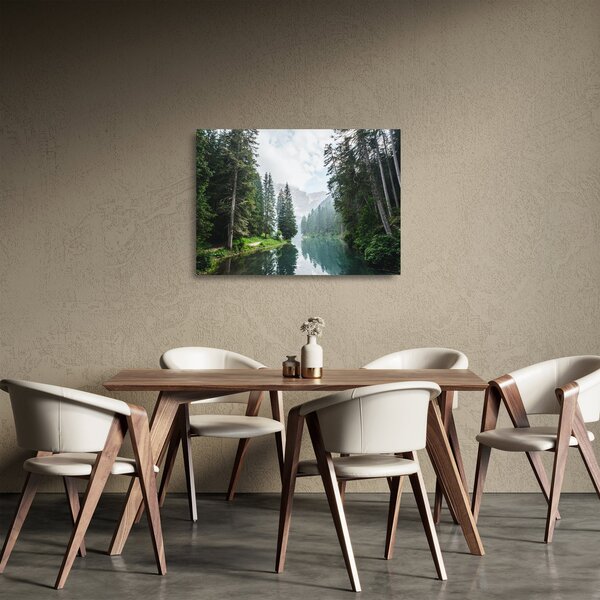 Staklena slika šumskog jezera (70x50 cm)