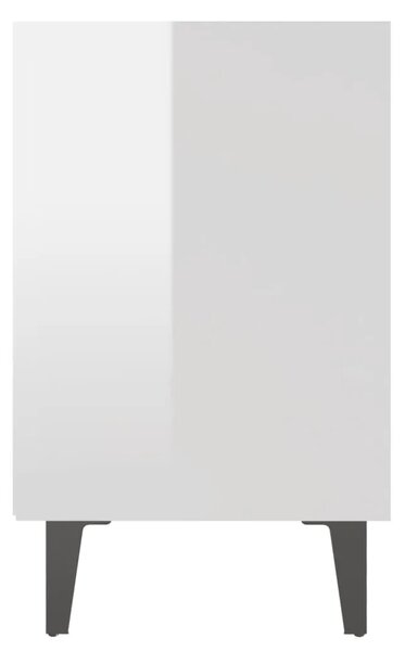 Noćni ormarići s metalnim nogama 2 kom sjajni bijeli 40x30x50cm - Visoko sjajno bijela 2 Visoko sjajno bijela 2
