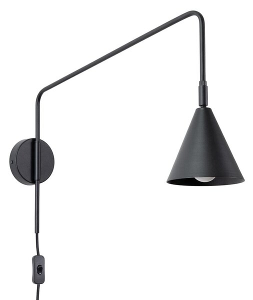 Crna zidna lampa s utikačem Zylo – Sollux